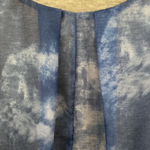 Patrizia Luca Milano Shirt Blue Watercolor Sheer Top Size L - Picture 6 of 17